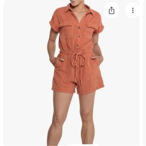 Nicole Miller Terracotta Button-Up Romper